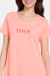 Zivame Peeking Barks Knit Cotton Mid Length Nightdress - Peach Nector — thumbnail 5